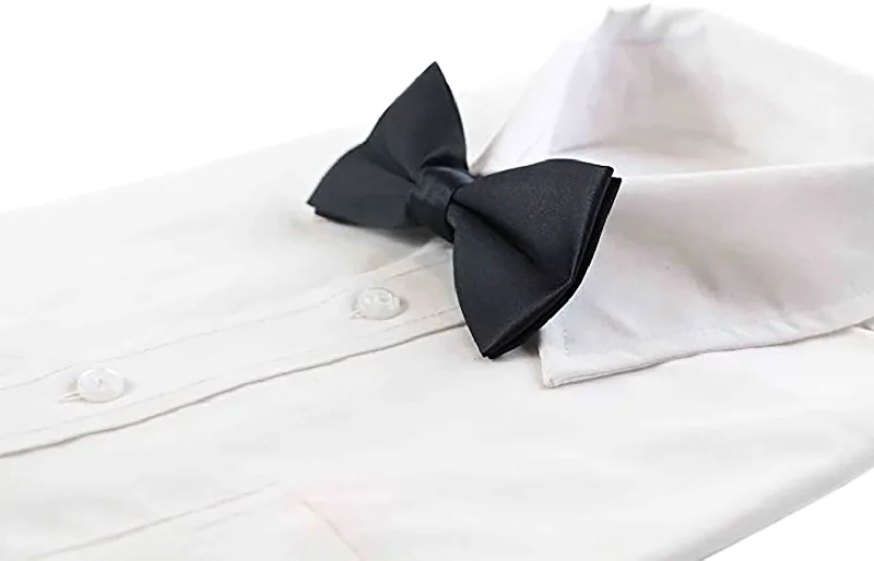 Men's tie for family gatherings and events-Mens Matt Solid Plain Black Colour Bow Tie