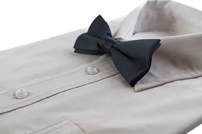 Men's tie with modern color schemes-Mens Matt Solid Plain Gunmetal Colour Bow Tie