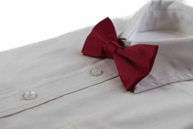 Men's tie for summer weddings-Mens Matt Solid Plain Maroon Colour Bow Tie