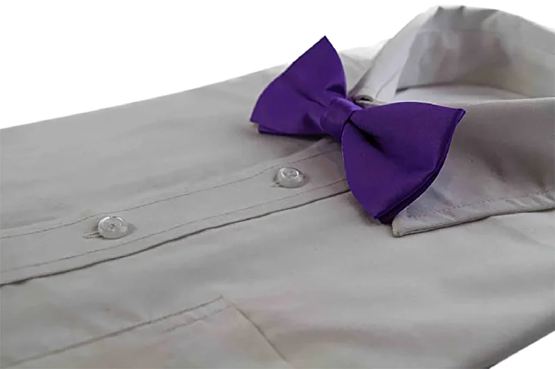 Stylish men's tie with bold textures-Mens Matt Solid Plain Purple Colour Bow Tie