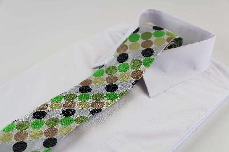 Men's tie with checkered pattern for formal wear-Mens Multicoloured Green Polka Dot Patterned 8cm Neck Tie