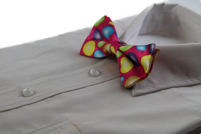 Men's tie for corporate gatherings-Mens Multicoloured Large Polka Dot Patterned Bow Tie