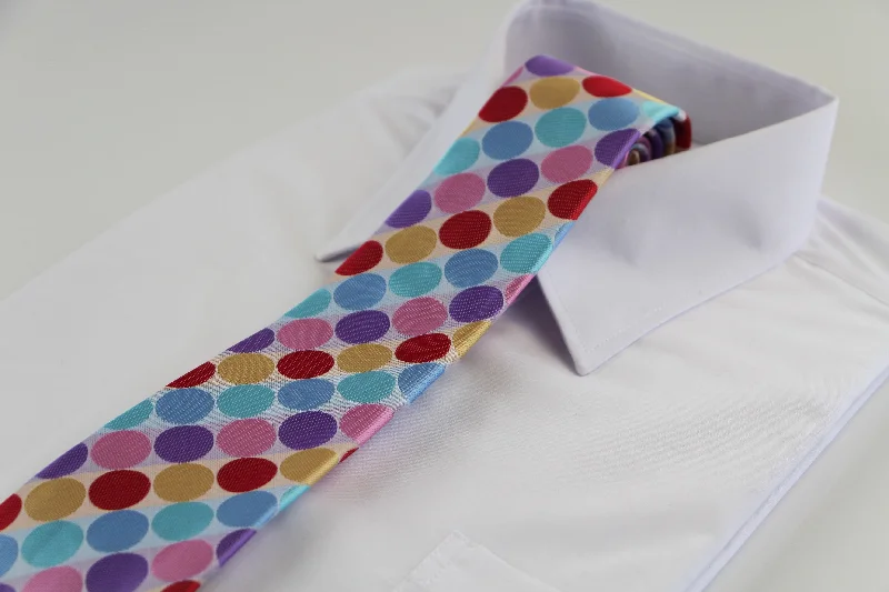 Men's tie with abstract color blocks-Mens Multicoloured Polka Dot Patterned 8cm Neck Tie