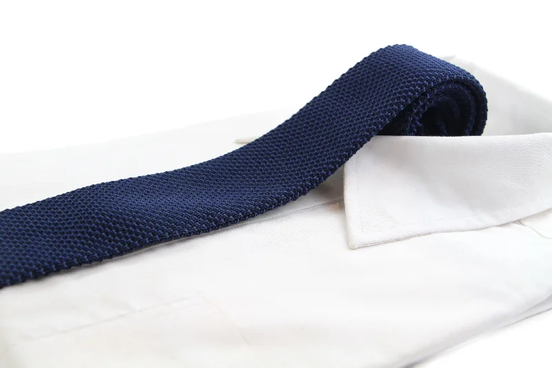 Men's tie for stylish business meetings-Mens Navy Knitted Neck Tie