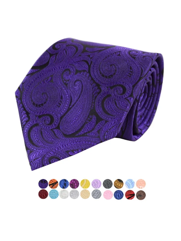 Stylish silk tie for formal wear-Men's Paisley Microfiber Poly Woven Wedding Neck Tie