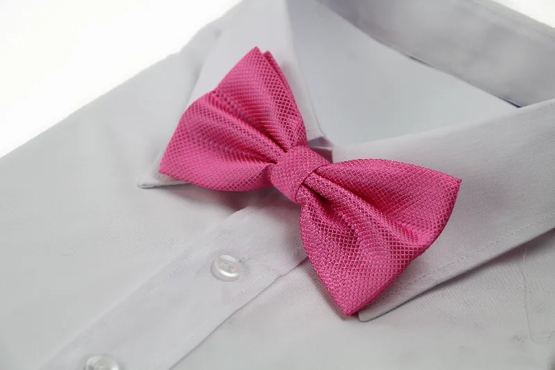 Men's tie with fine pinstripes-Mens Pink Plain Coloured Checkered Bow Tie