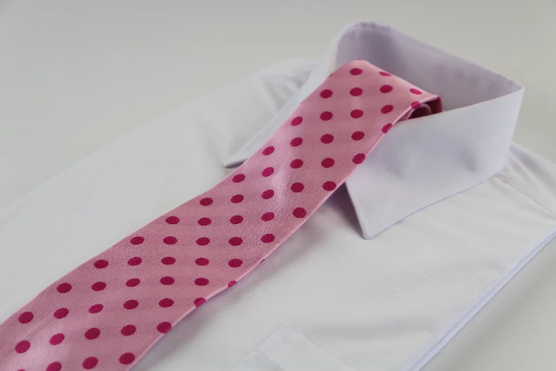 Stylish patterned tie for casual office wear-Mens Pink Polka Dot Patterned 8cm Neck Tie