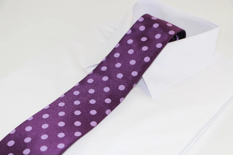 Best men's tie for holiday season events-Mens Purple Polka Dot Patterned 8cm Neck Tie