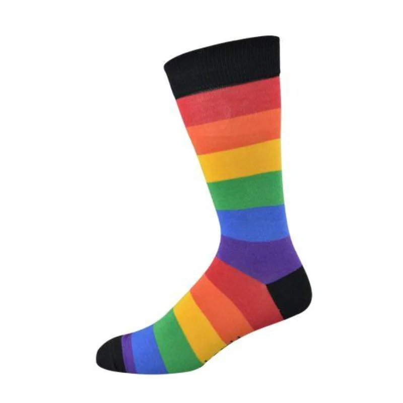 Men's tie with geometric shapes for parties-Mens Rainbow Proud Sock