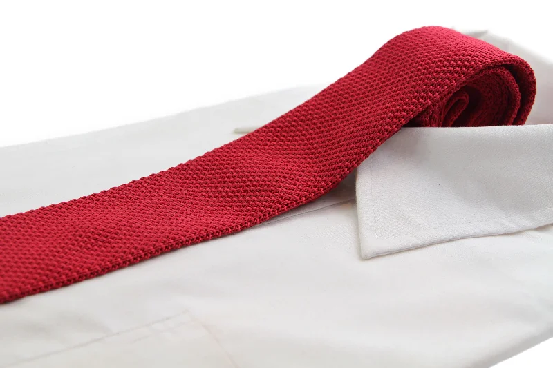 Men's tie for business dinner events-Mens Red Knitted Neck Tie