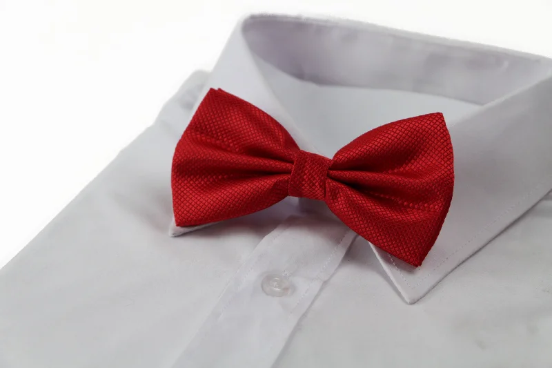 Casual men's tie with subtle design-Mens Red Orange Plain Coloured Checkered Bow Tie