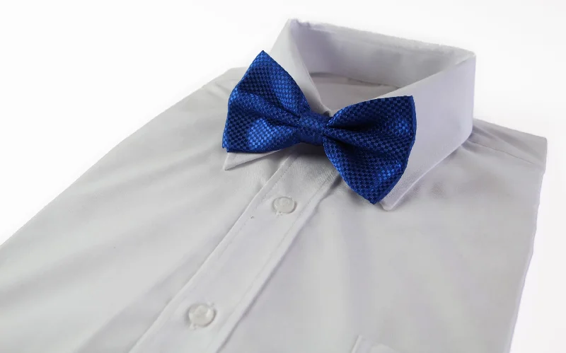 Elegant men's tie with vintage design-Mens Royal Blue Disco Shine Checkered Patterned Bow Tie