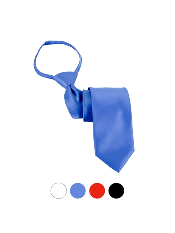 Stylish tie for young professionals-Men's Solid Color Pre-tied X-Long Zipper Neck Tie