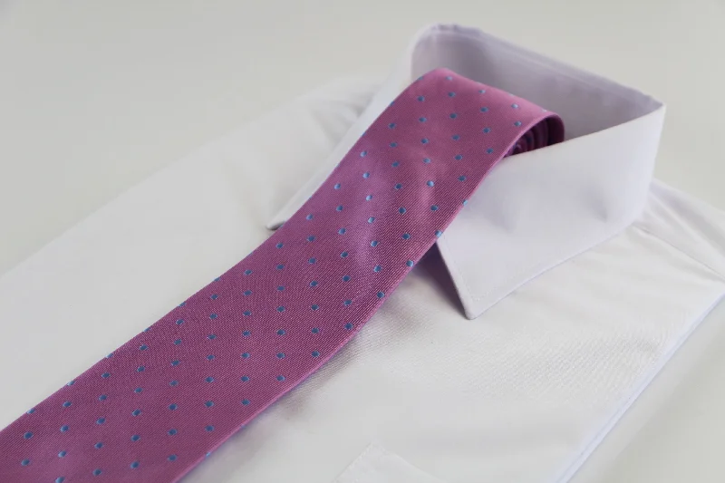 Men's tie for family gatherings and events-Mens Violet & Baby Blue Mini Polka Dot Patterned 8cm Neck Tie