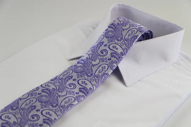 Elegant men's tie with colorful patterns-Mens Violet & Purple Paisley Patterned 8cm Neck Tie