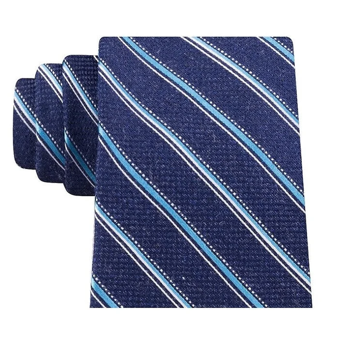 Best silk tie for job interviews-Michael Kors Men's Blue Stripes Neck Tie Navy Size Regular