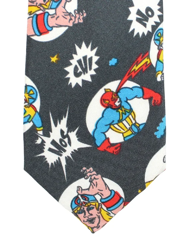 Men's tie for spring wedding attire-Moschino Tie Dark Gray Graphic Design - FINAL SALE