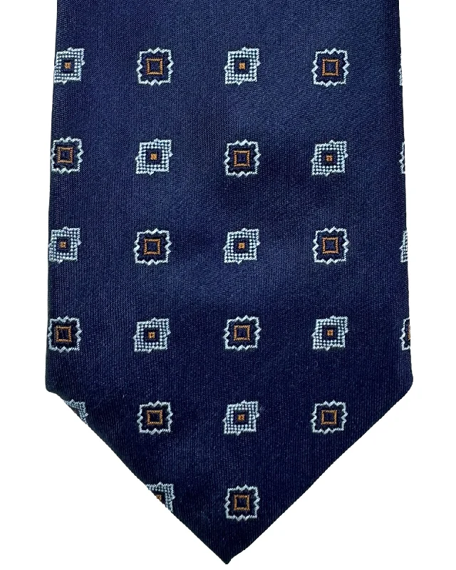 Best men's tie for formal dinners-Moschino Tie Midnight Blue Geometric Design SALE