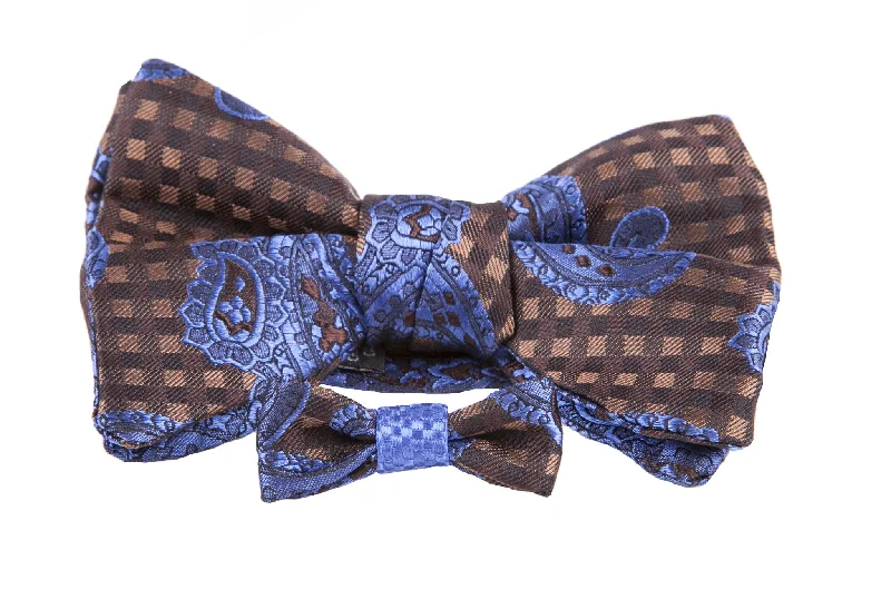 Luxury silk tie for men-Paisley Print Bow Tie with matching Lapel Bow Tie Boutonniere