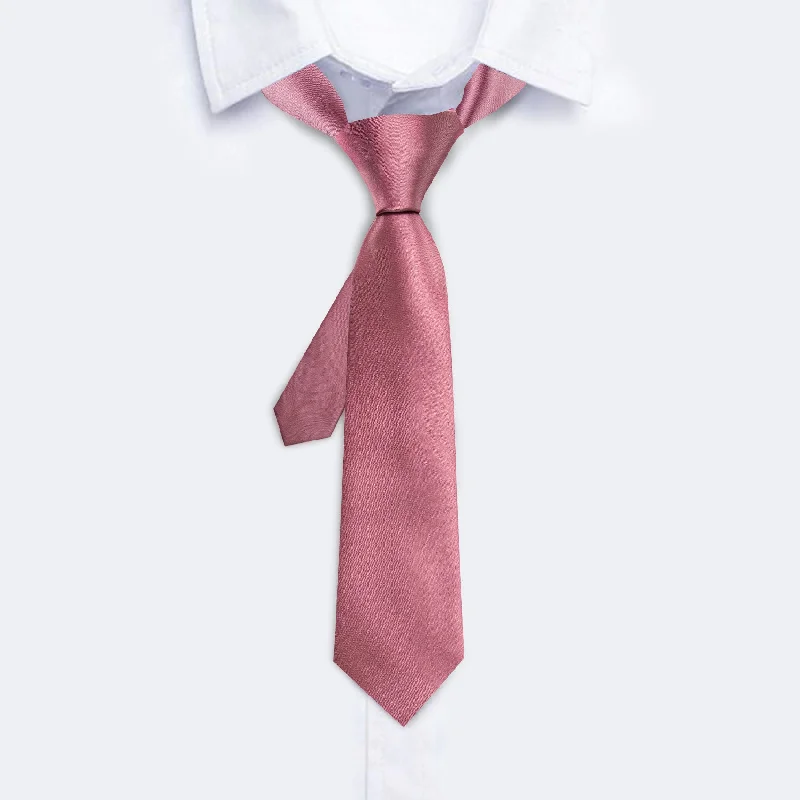 Men's tie for a formal brunch-Barry Wang Boys Pale Violet Red Solid Tie Pocket Square Set For Kids