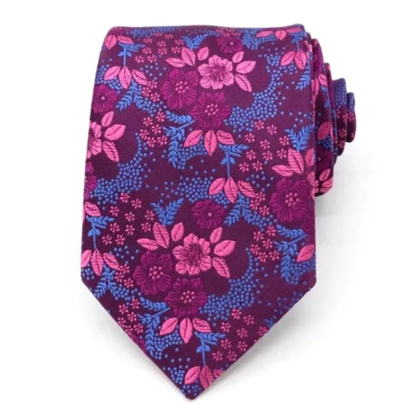 Men's tie for a high-end event-Classy Men Purple Floral Silk Tie