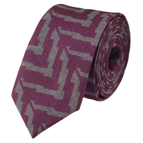 Designer tie with rich color palette-Classy Men Purple Zigzag Cotton Necktie