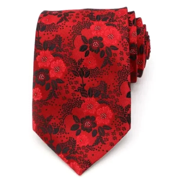 Best men's tie for formal business meetings-Classy Men Red Floral Silk Tie