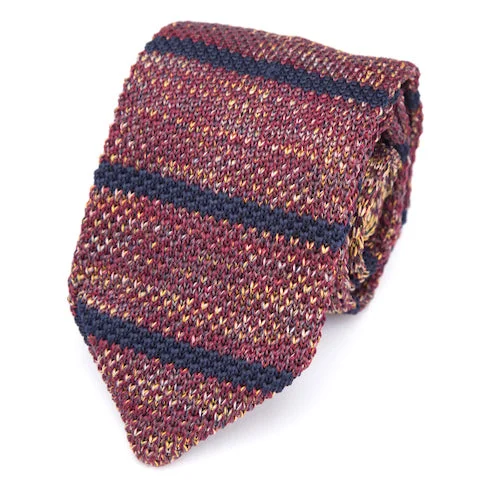 Elegant silk tie for dinner events-Classy Men Red Striped Knitted Tie