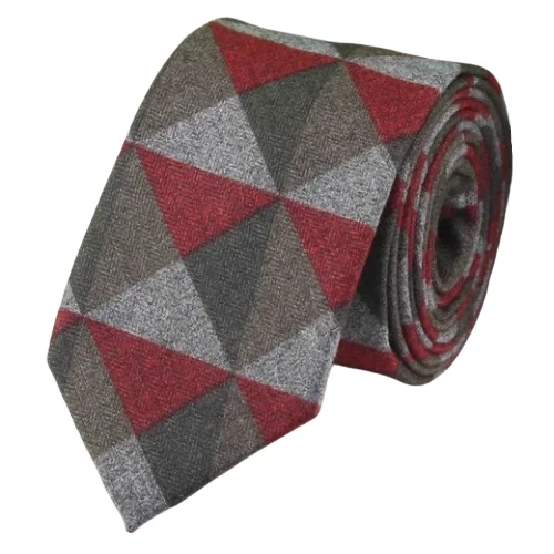 Modern men's tie with graphic print-Classy Men Red Triangle Cotton Necktie