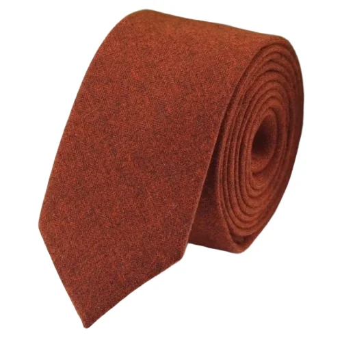 Classic men's tie with solid color block-Classy Men Rust Orange Cotton Necktie