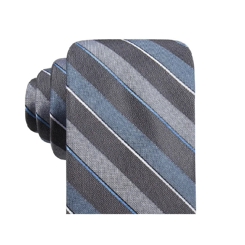 Elegant men's tie with subtle plaid-Ryan Seacrest Distinction Men's Bragg Slim Stripe Tie Blue Size Regular