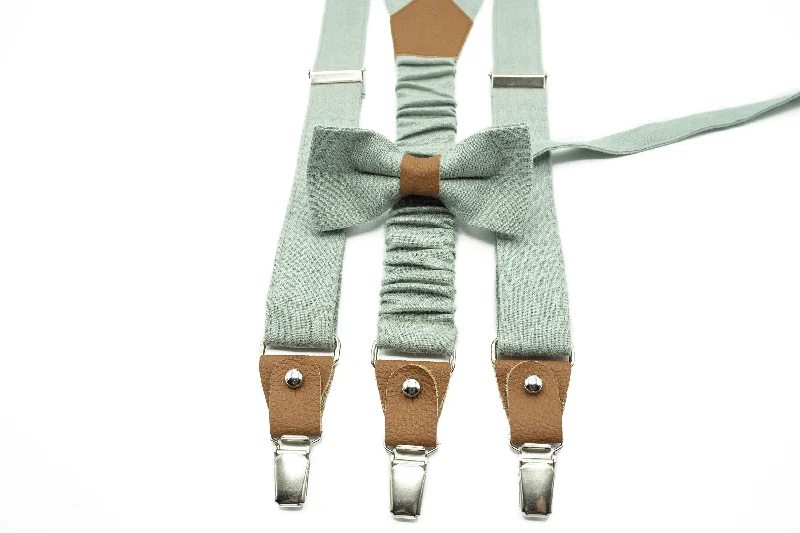 Affordable men's tie with chic patterns-Stylish Sage Wedding Accessories: Bow Ties, Ties, Suspenders for Grooms, Groomsmen & Boys