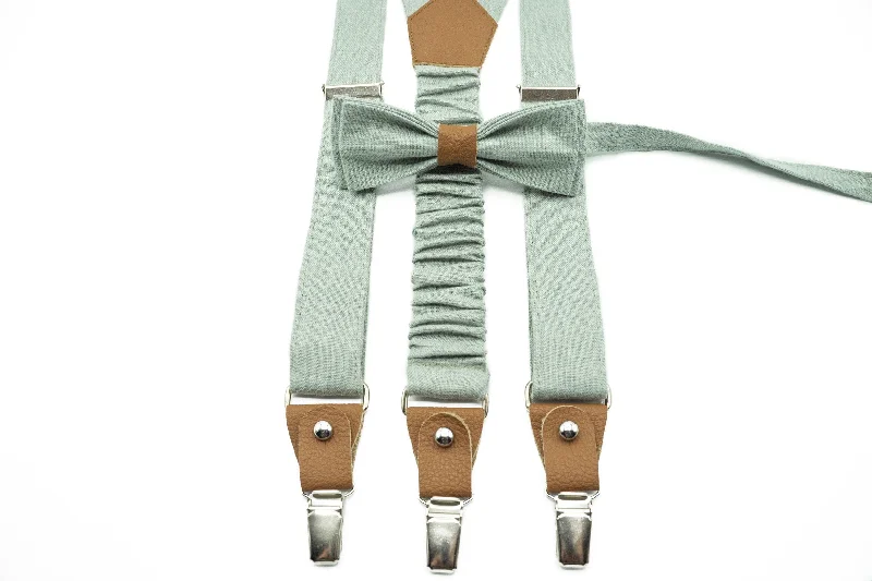 Men's tie with a contrasting edge-Sage Wedding Attire: Groom and Groomsmen Bow Ties, Ties, Braces & Accessories