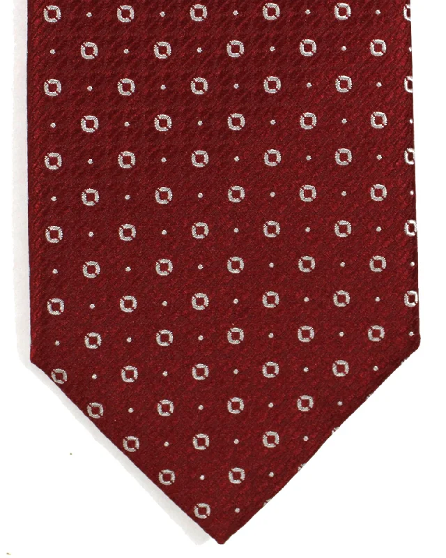 Men's tie with unique diamond print-Salvatore Ferragamo Silk Tie Bordeaux Geometric Design SALE