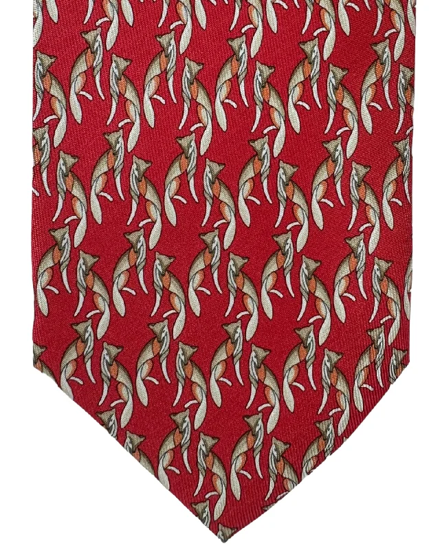 Men's tie for a formal business dinner-Salvatore Ferragamo Tie Red Fox Design