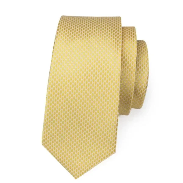 Men's tie with fine pinstripes-Classy Men Scaled Gold Silk Tie