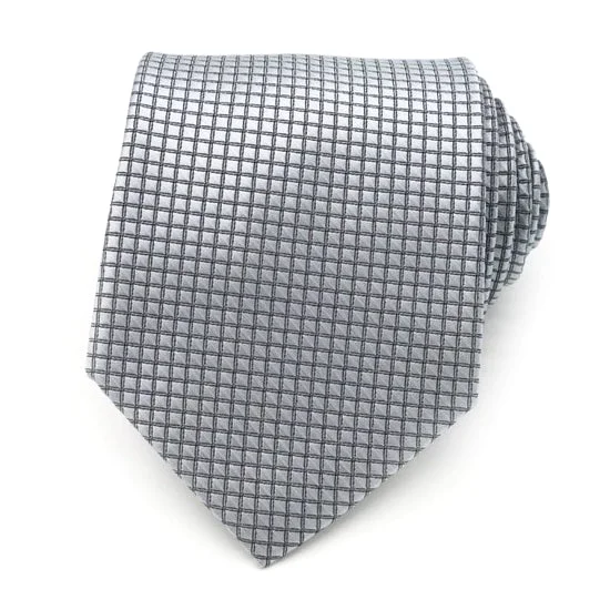 Stylish silk tie for formal wear-Classy Men Silver Hatch Silk Tie