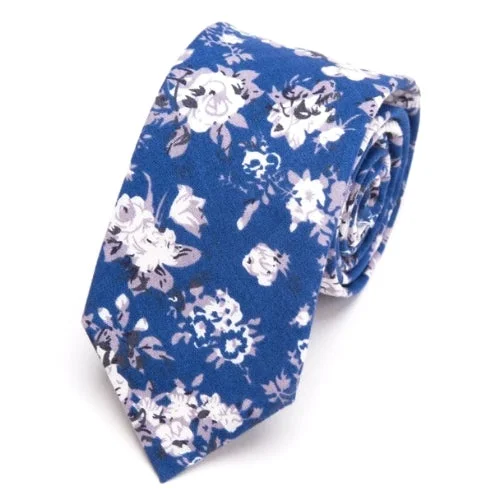 Men's tie for a formal brunch-Classy Men Sky Blue Floral Skinny Cotton Tie