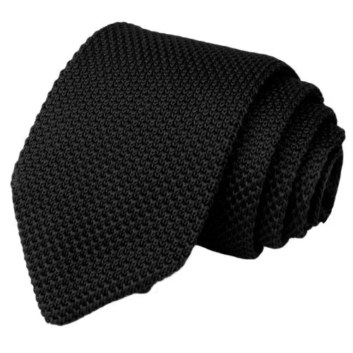 Men's tie for a high-end event-Classy Men Solid Black Knitted Tie