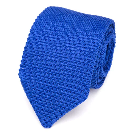 Men's tie with modern abstract print-Classy Men Solid Blue Knitted Tie