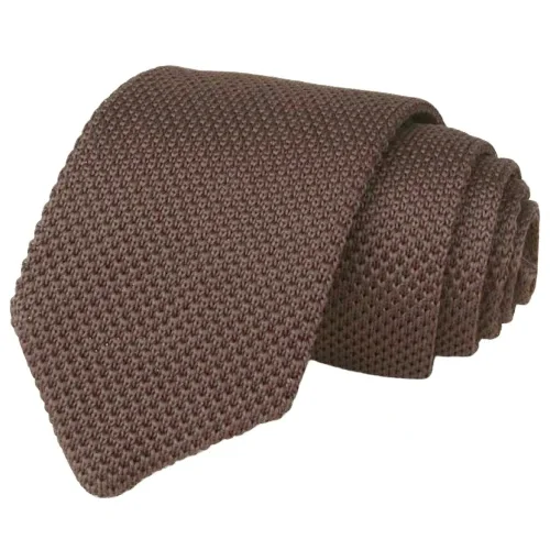 Men's tie for smart office look-Classy Men Solid Brown Knitted Tie