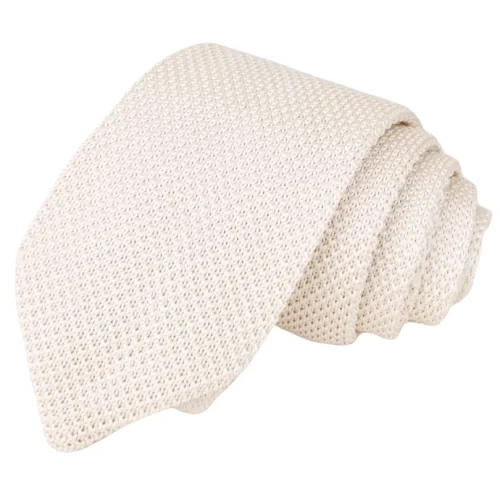 Men's tie for a cocktail party-Classy Men Solid White Knitted Tie