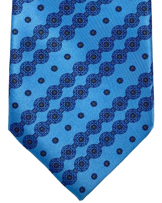 Professional business tie for men-Stefano Ricci Tie Blue Mini Floral Stripes Design