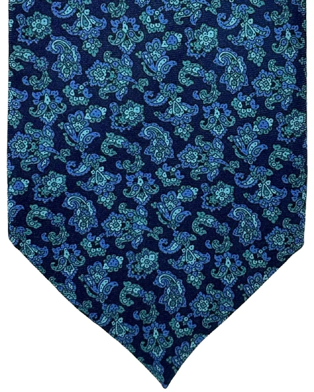 Modern men's tie with graphic print-Stefano Ricci Silk Tie Midnight Blue Paisley Design