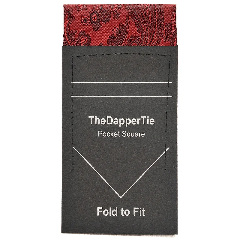 Best men's tie for wedding receptions-TheDapperTie - New Men's Paisley Flat Pre Folded Pocket Square on Card