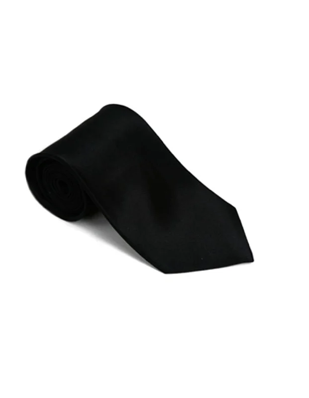 Classic black silk tie for formal events-Solid Black Neck Tie