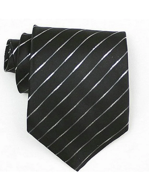 Classic men's tie for the holiday season-Black Stripe Neck Tie