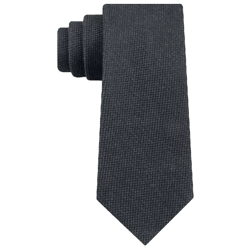 Men's tie for elegant evening attire-Tommy Hilfiger Men's Aaran Solid Tie Gray Size Regular