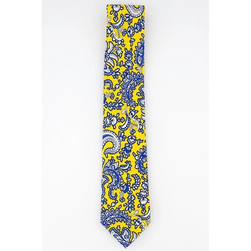 Best tie for a formal family event-Tommy Hilfiger Men's Central Paisley Silk Tie Yellow Size Regular