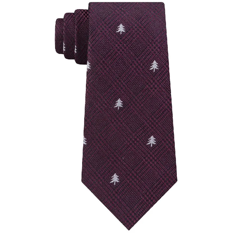 Men's tie with luxurious satin finish-Tommy Hilfiger Men's Holiday Tree Tie Red Size Regular - One Size